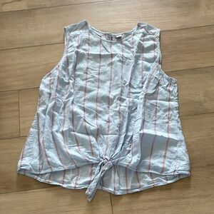 Old Navy Blue and Red Striped Tie-Front Blouse